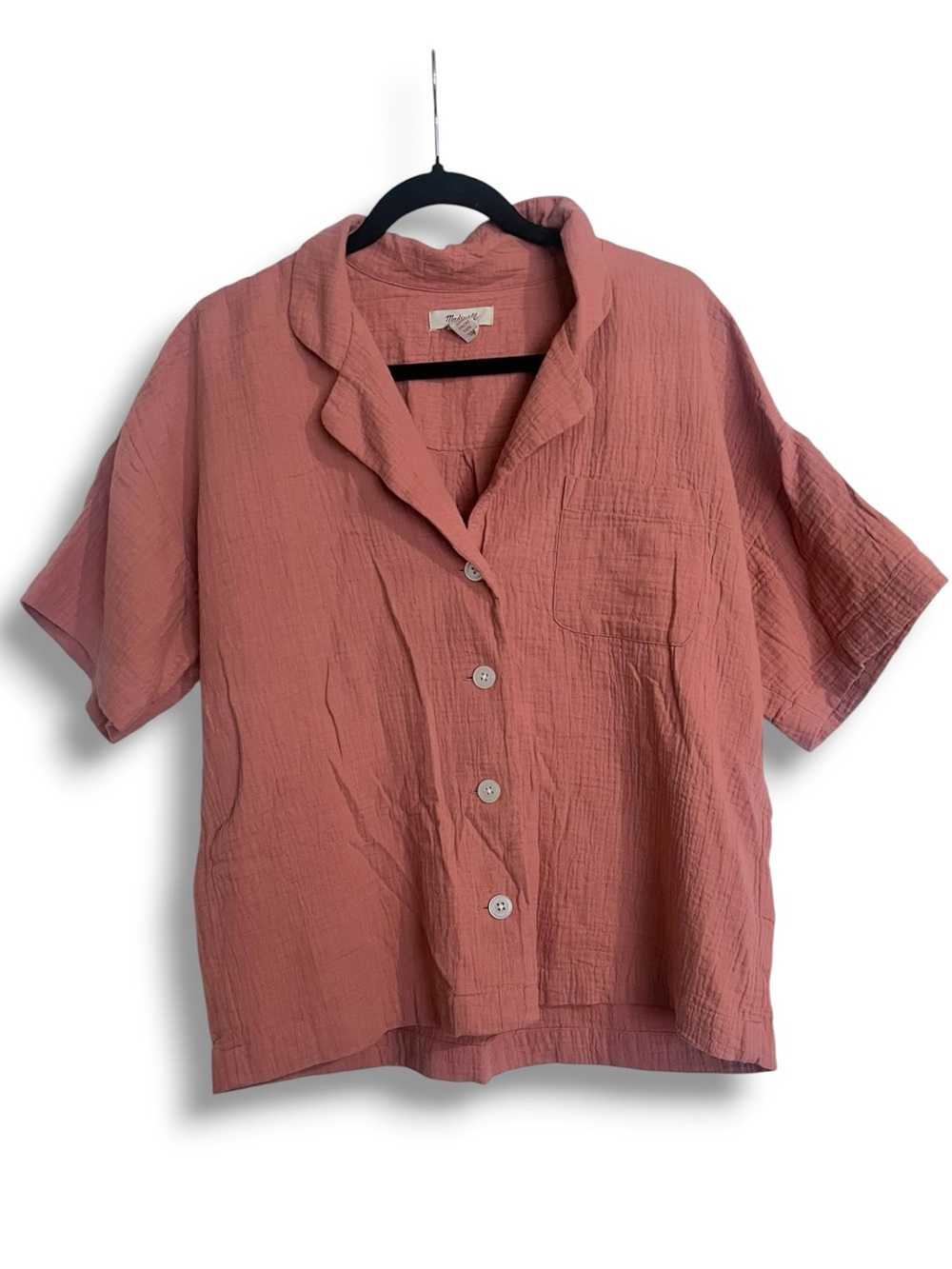 Madewell Dusty Rose Double Gauze Camp Shirt Button Front Boho Blouse Medium - Picture 2 of 7